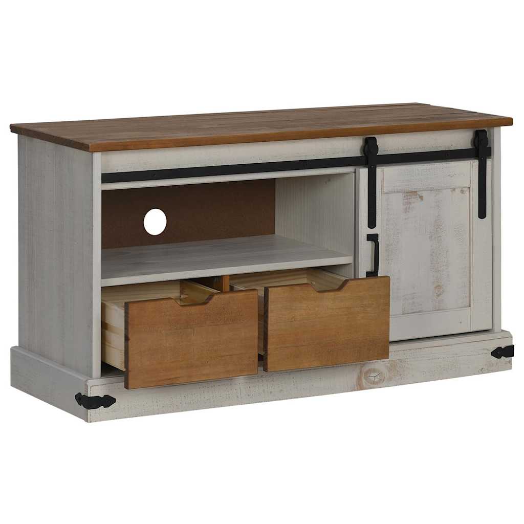 Meuble TV HALDEN avec porte coulissante blanc 110x40x60 cm - XIOS