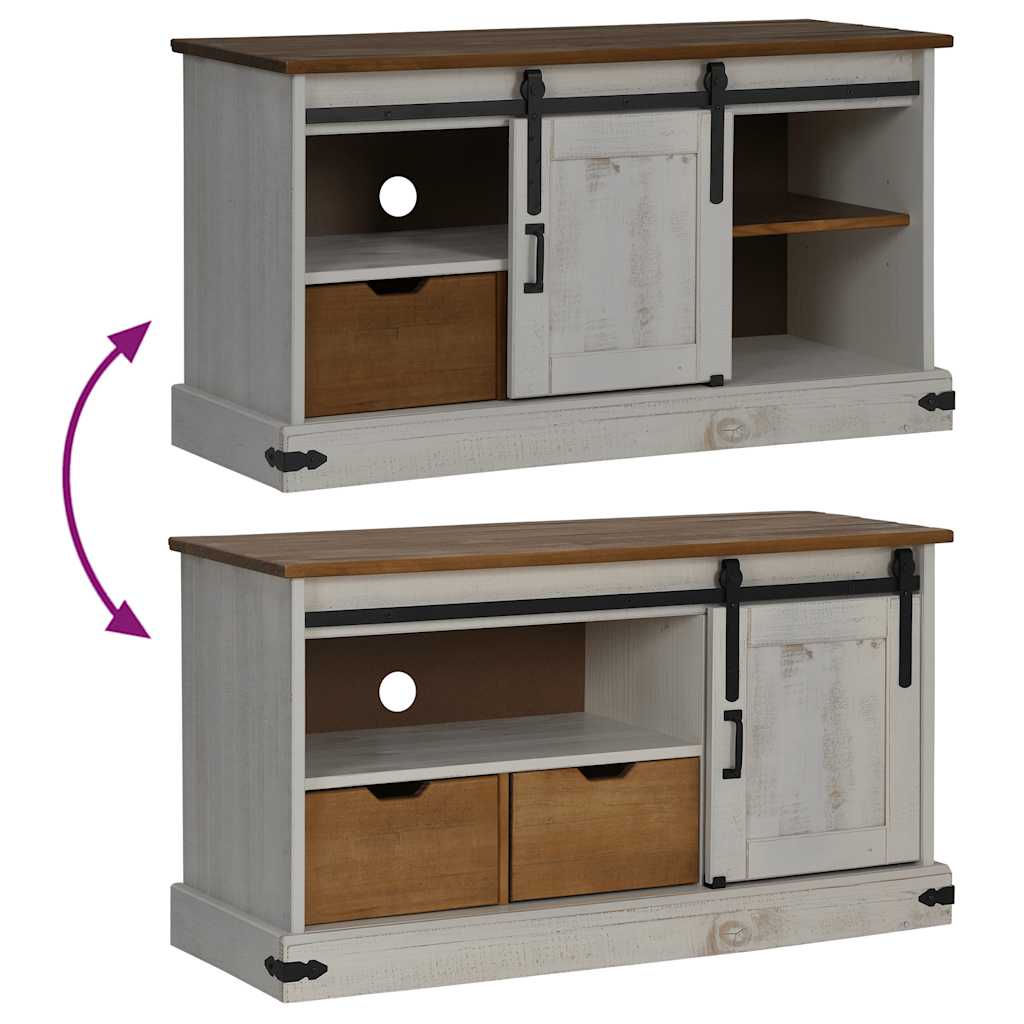 Meuble TV HALDEN avec porte coulissante blanc 110x40x60 cm - XIOS