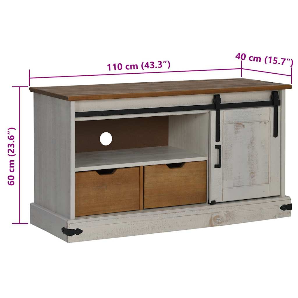Meuble TV HALDEN avec porte coulissante blanc 110x40x60 cm - XIOS