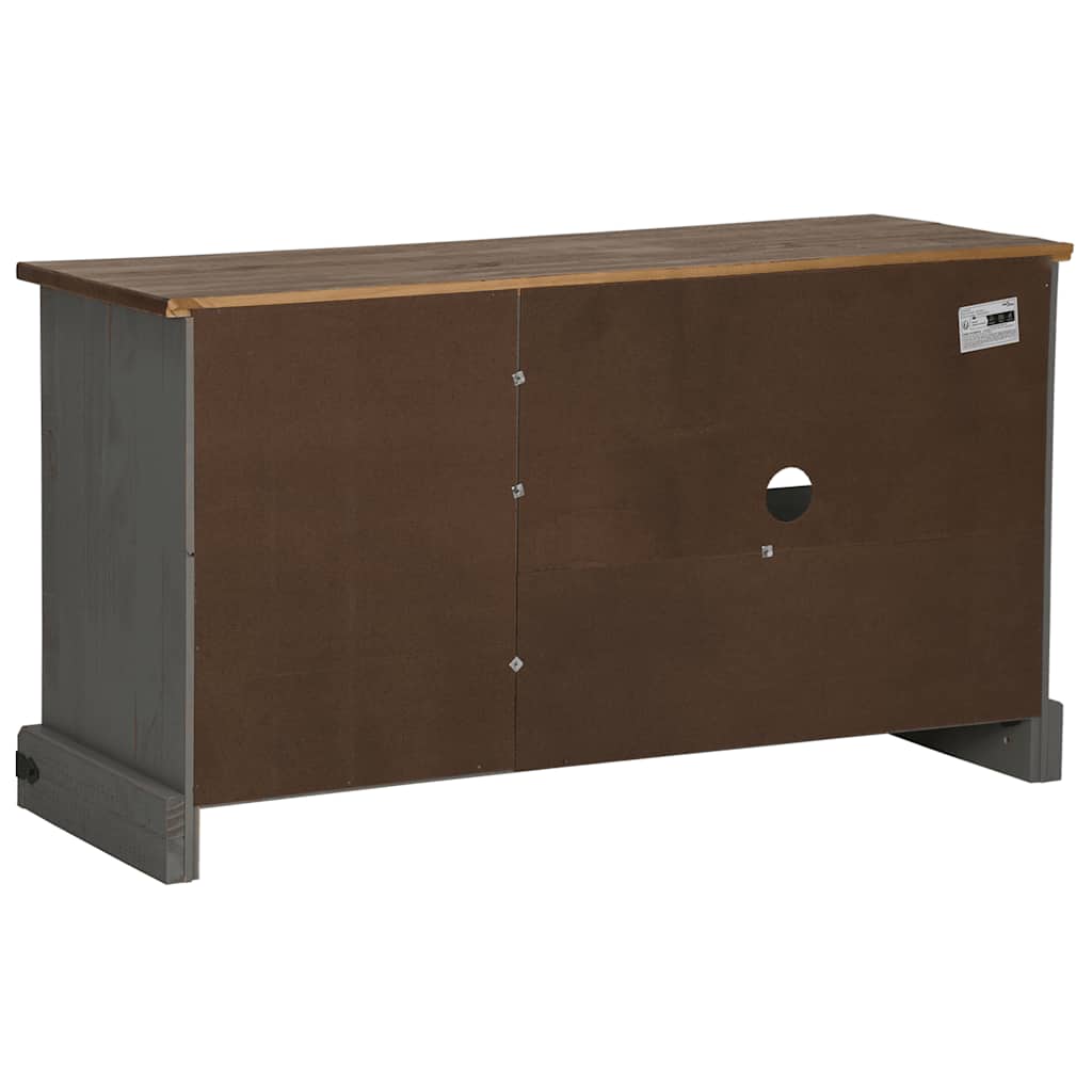 Meuble TV HALDEN porte coulissante gris 110x40x60cm bois massif - XIOS