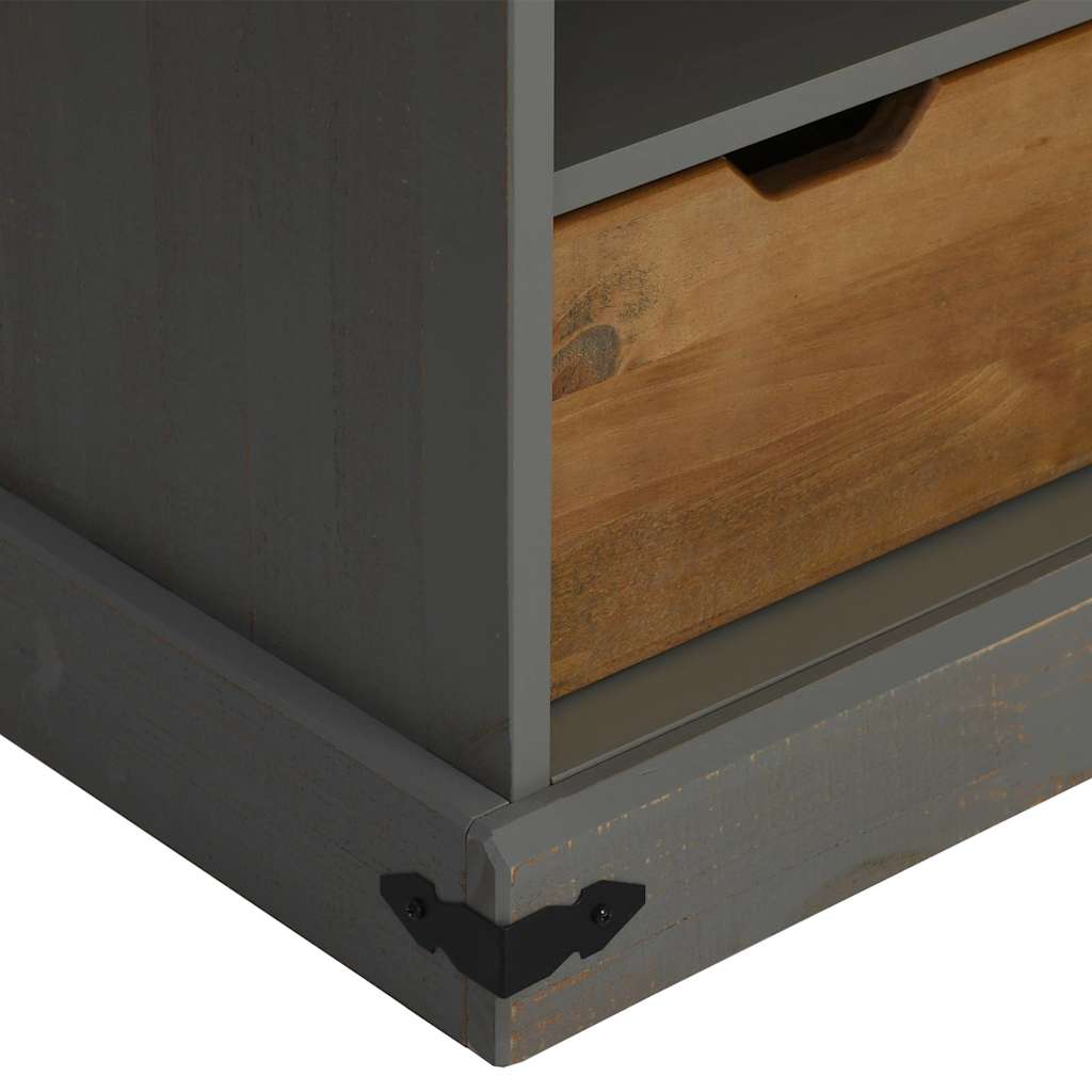 Meuble TV HALDEN porte coulissante gris 110x40x60cm bois massif - XIOS
