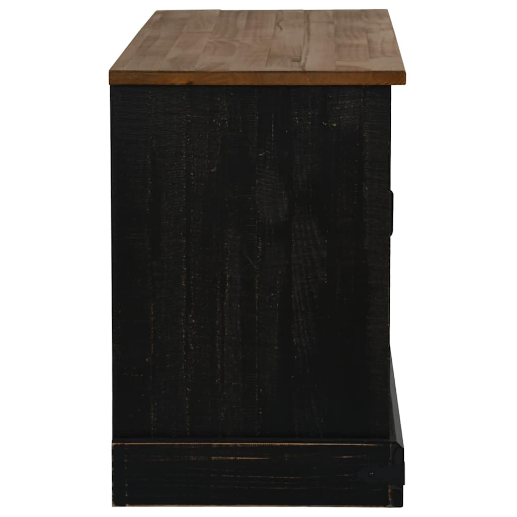 Meuble TV HALDEN porte coulissante noir 110x40x60cm bois massif - XIOS
