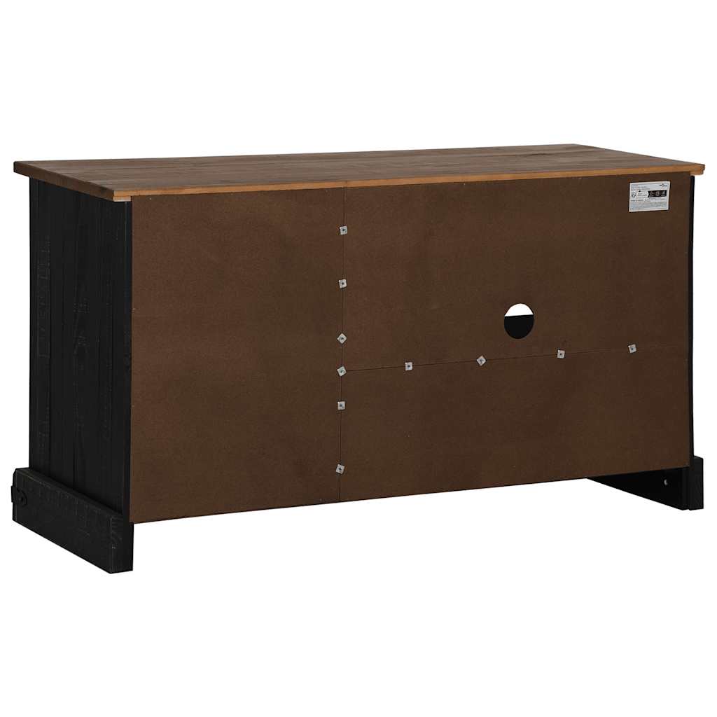 Meuble TV HALDEN porte coulissante noir 110x40x60cm bois massif - XIOS