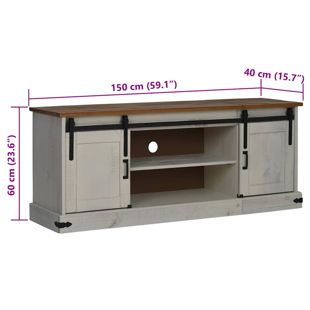 Meuble TV HALDEN 2 portes coulissantes blanc 150x40x60 cm - XIOS