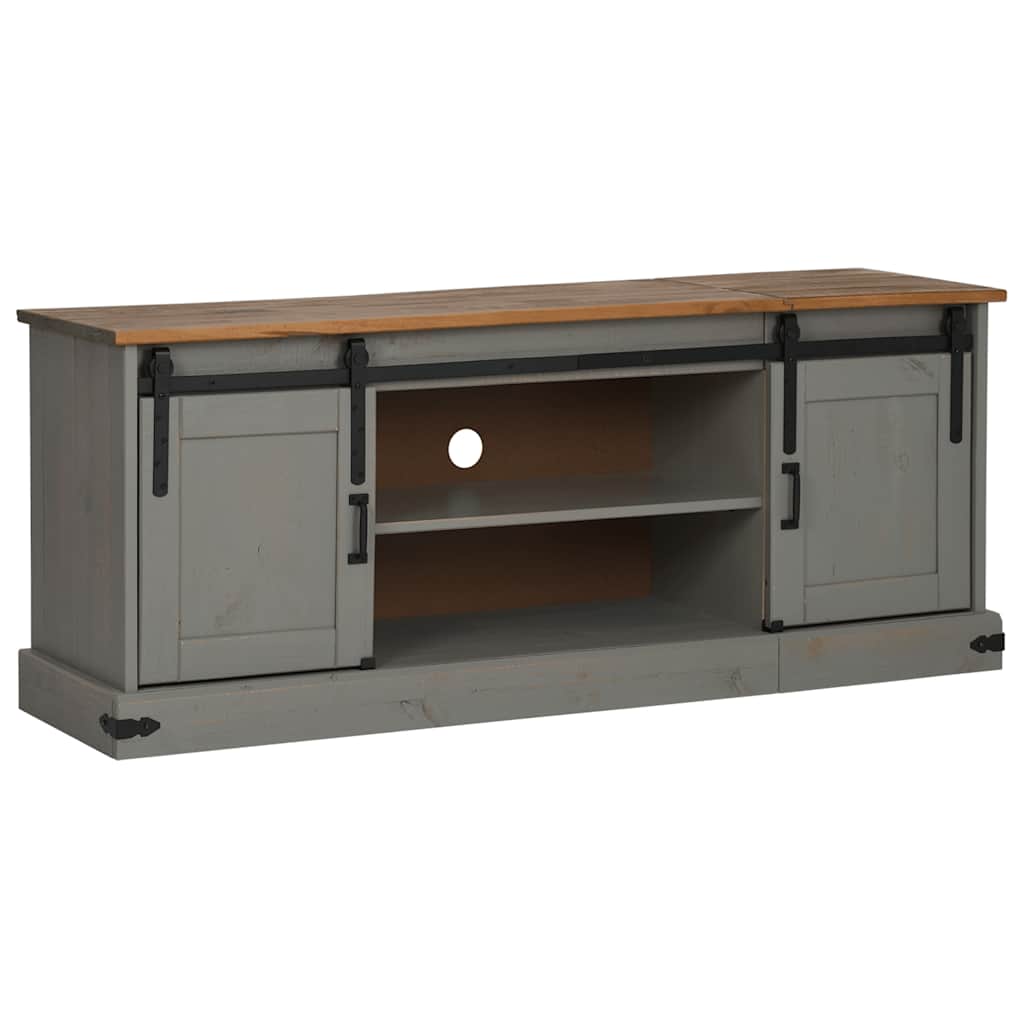 Meuble TV HALDEN 2 portes coulissantes gris 150x40x60 cm - XIOS