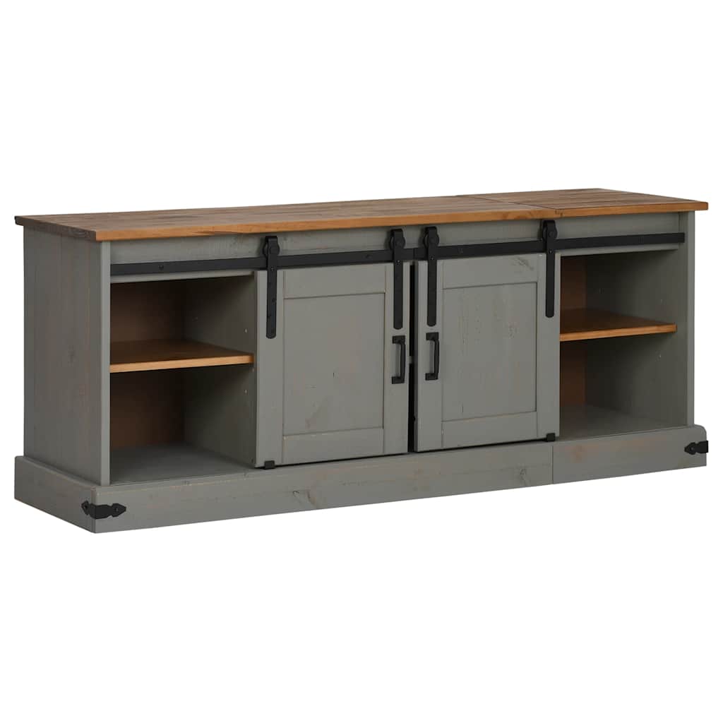 Meuble TV HALDEN 2 portes coulissantes gris 150x40x60 cm - XIOS