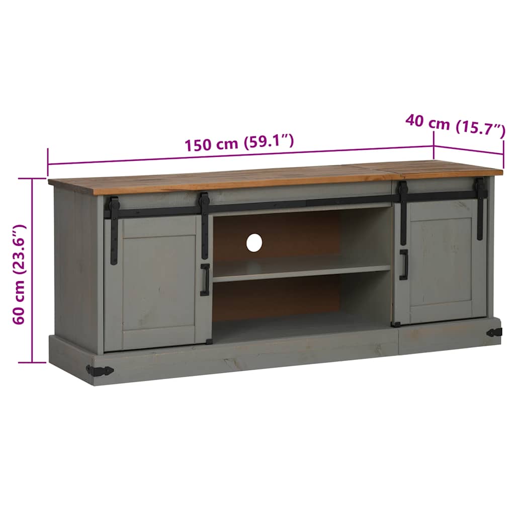 Meuble TV HALDEN 2 portes coulissantes gris 150x40x60 cm - XIOS