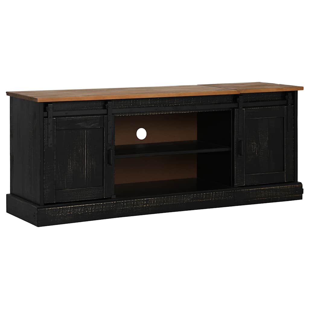Meuble TV HALDEN 2 portes coulissantes noir 150x40x60 cm - XIOS