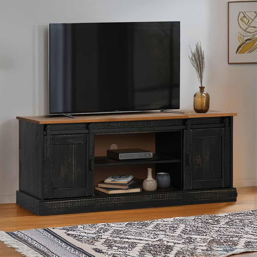 Meuble TV HALDEN 2 portes coulissantes noir 150x40x60 cm - XIOS