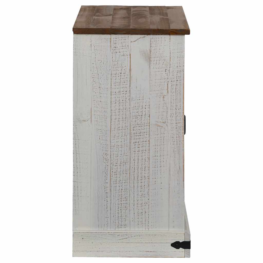 Buffet HALDEN porte coulissante blanc 80x40x80 cm bois massif - XIOS