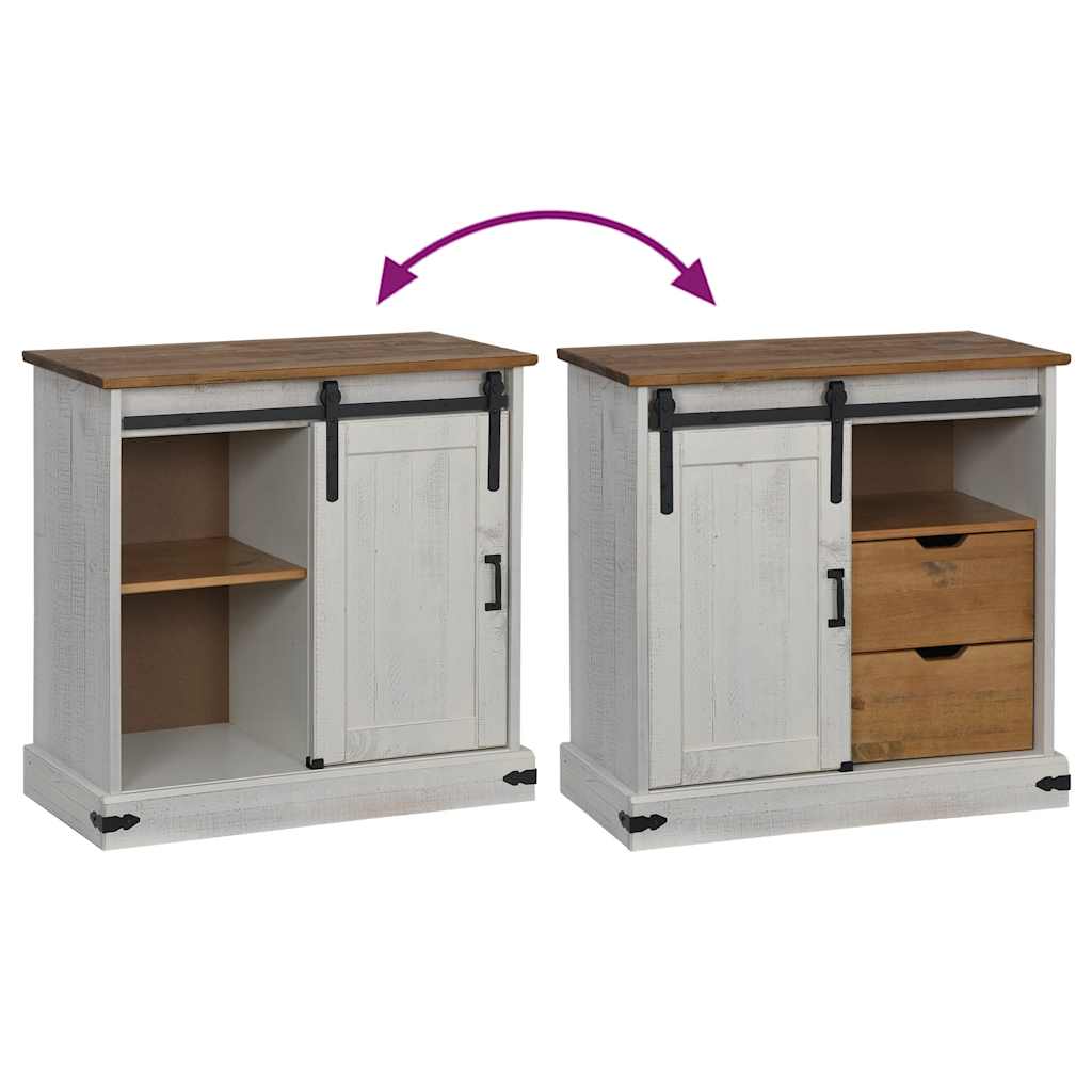 Buffet HALDEN porte coulissante blanc 80x40x80 cm bois massif - XIOS