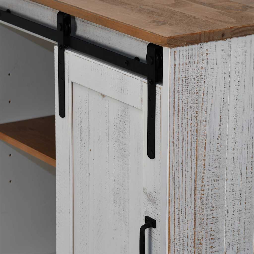 Buffet HALDEN porte coulissante blanc 80x40x80 cm bois massif - XIOS