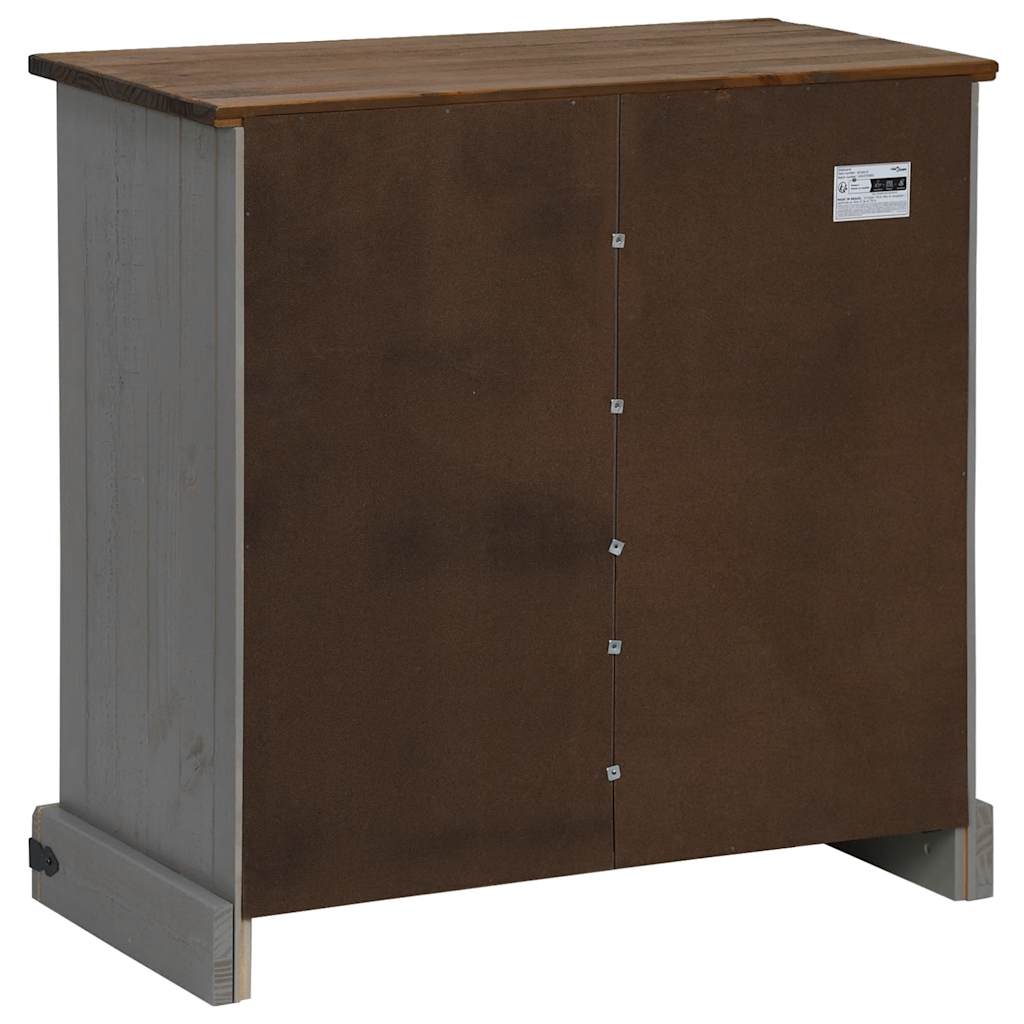 Buffet HALDEN porte coulissante gris 80x40x80 cm bois massif - XIOS