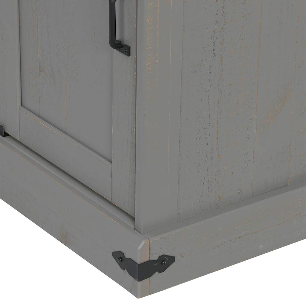 Buffet HALDEN porte coulissante gris 80x40x80 cm bois massif - XIOS
