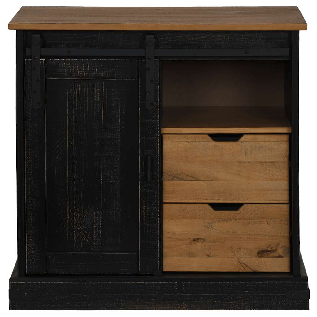 Buffet HALDEN porte coulissante noir 80x40x80 cm bois massif - XIOS