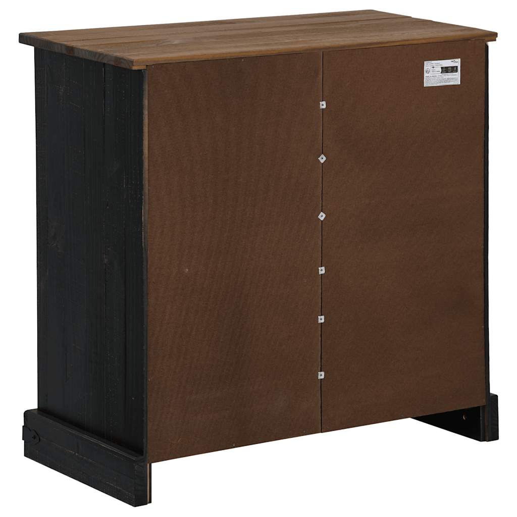 Buffet HALDEN porte coulissante noir 80x40x80 cm bois massif - XIOS
