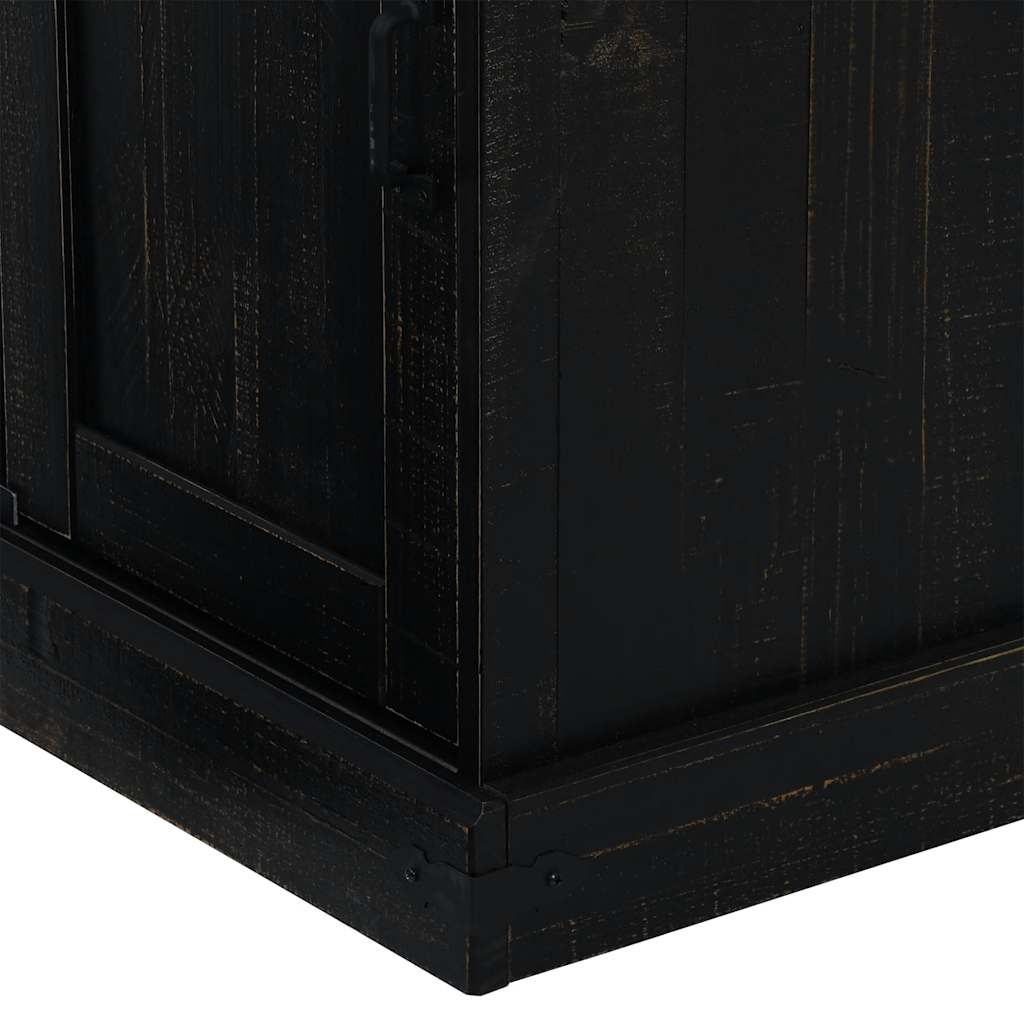 Buffet HALDEN porte coulissante noir 80x40x80 cm bois massif - XIOS