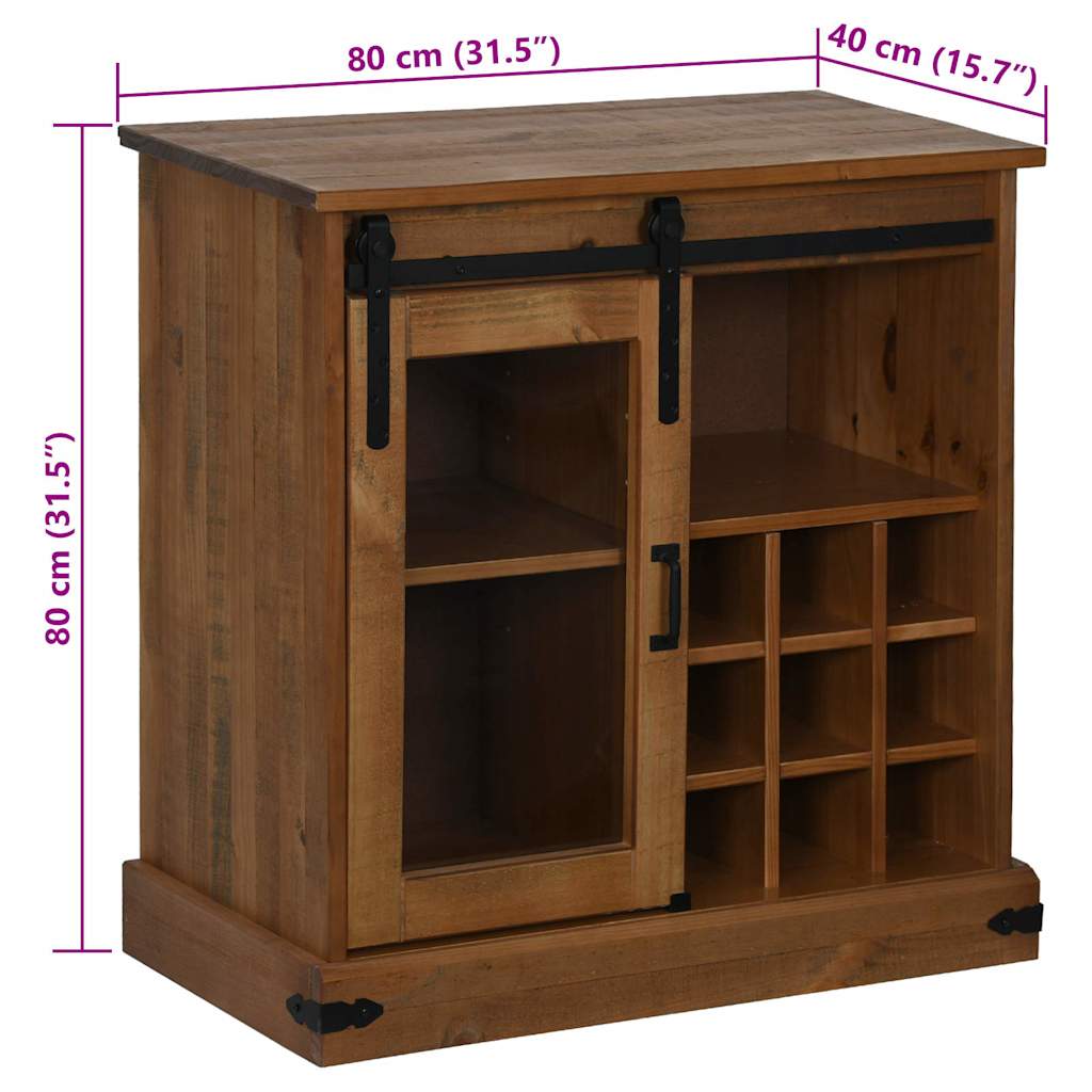 Buffet HALDEN avec porte coulissante 80x40x80 cm bois massif - XIOS