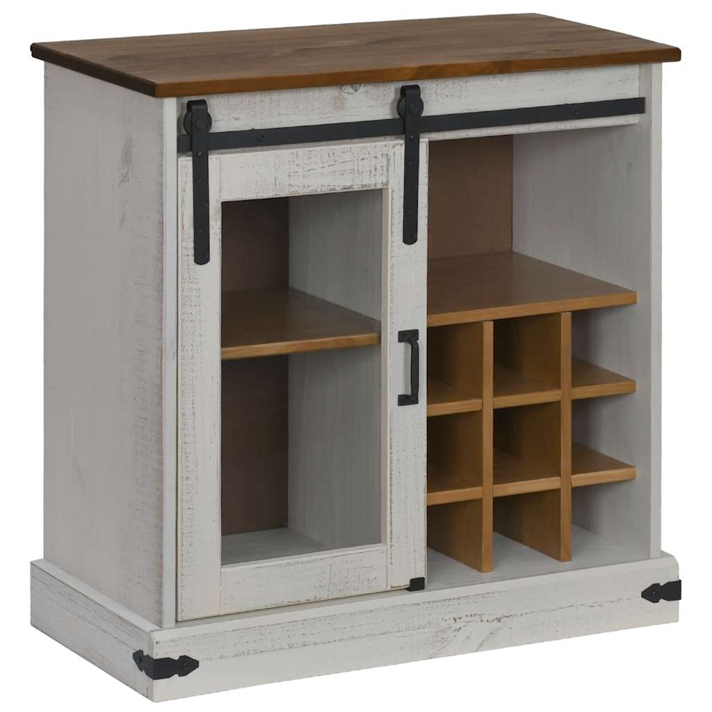 Buffet HALDEN porte coulissante blanc 80x40x80 cm bois massif - XIOS