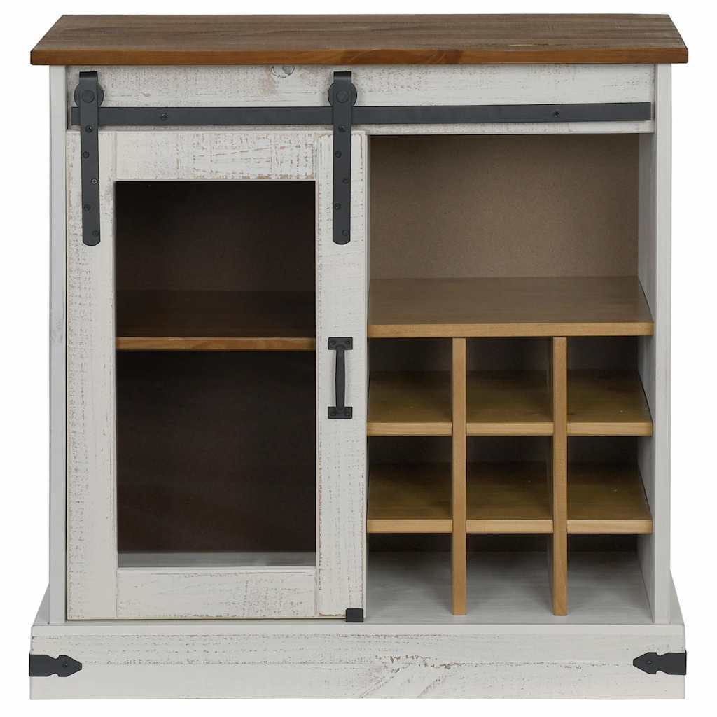 Buffet HALDEN porte coulissante blanc 80x40x80 cm bois massif - XIOS