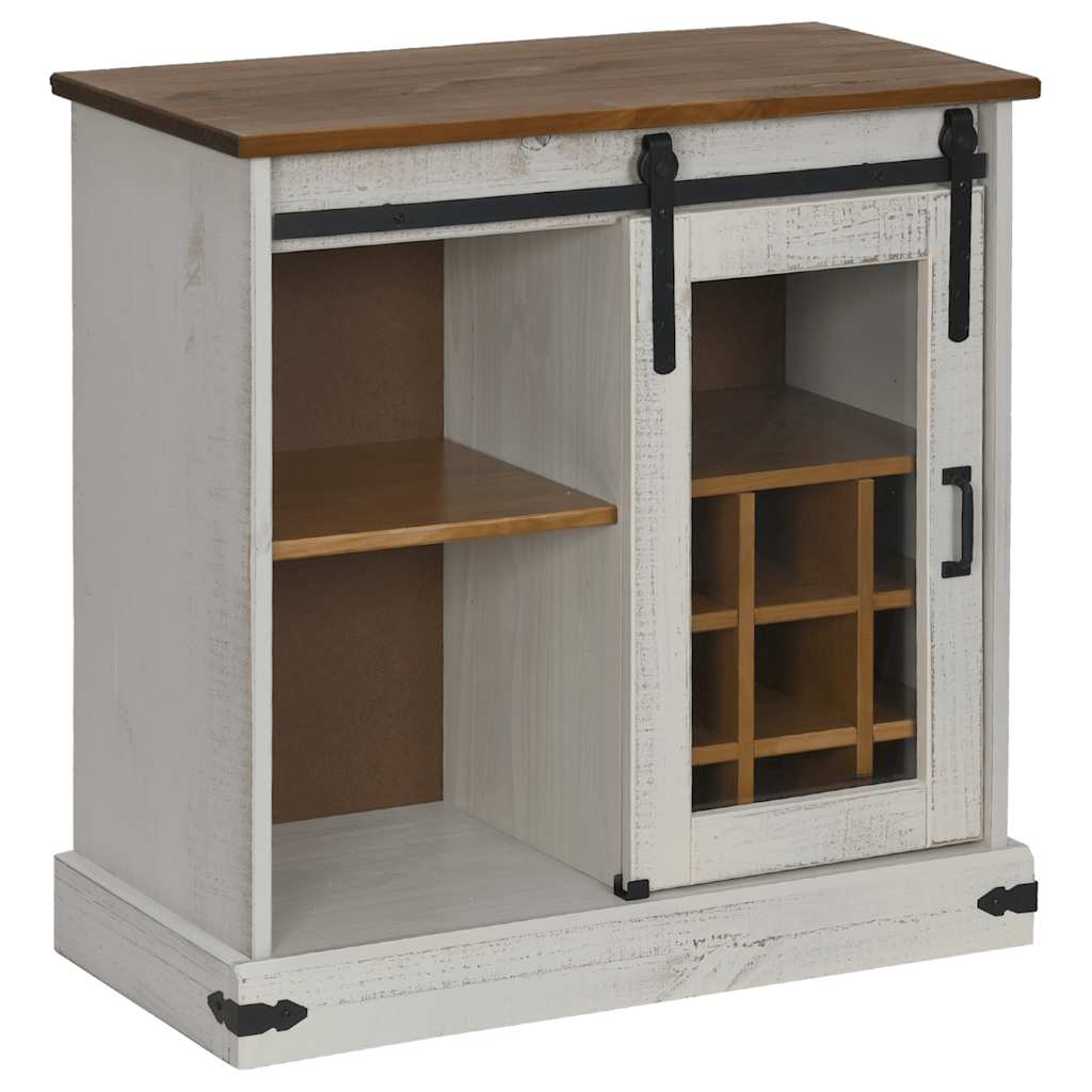 Buffet HALDEN porte coulissante blanc 80x40x80 cm bois massif - XIOS