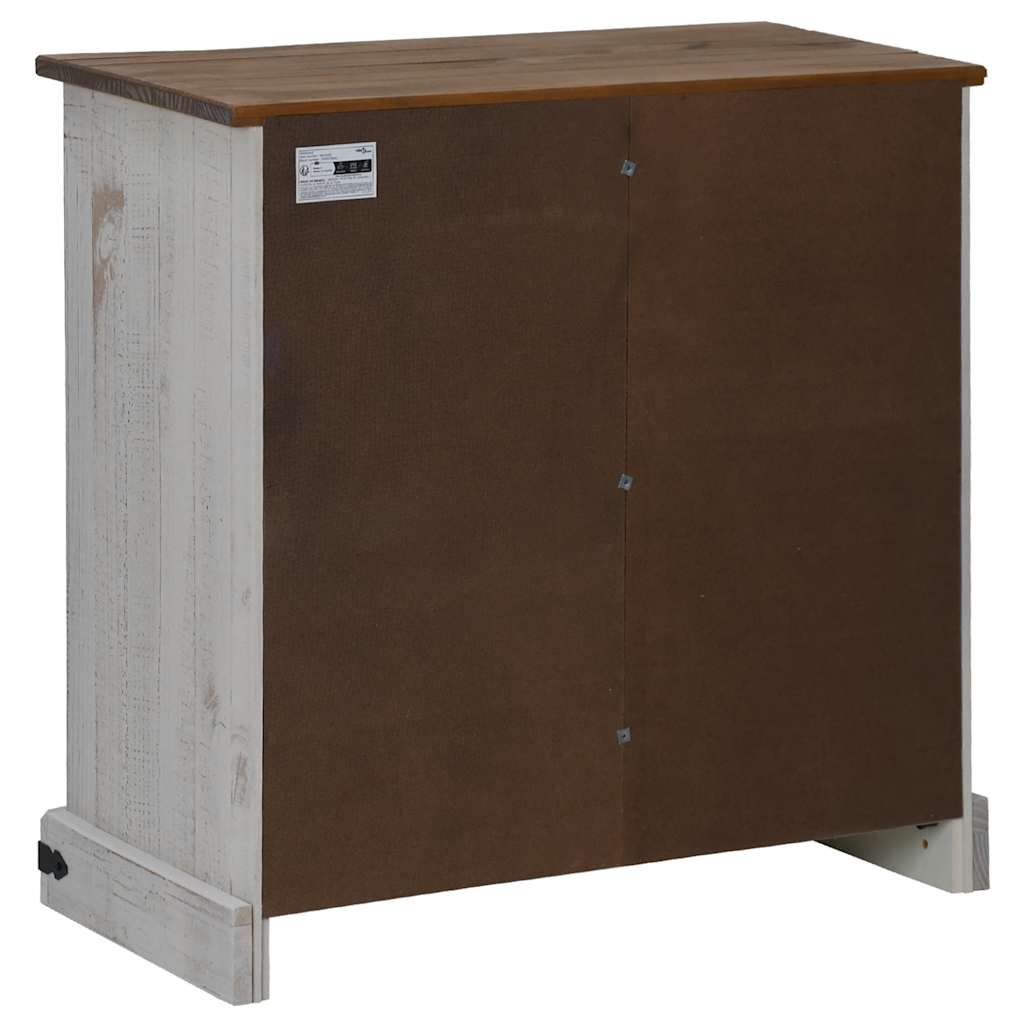 Buffet HALDEN porte coulissante blanc 80x40x80 cm bois massif - XIOS