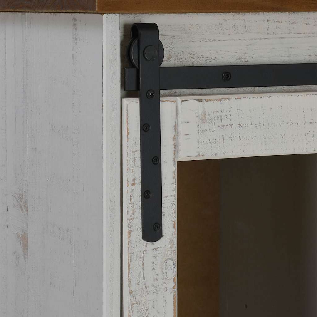 Buffet HALDEN porte coulissante blanc 80x40x80 cm bois massif - XIOS