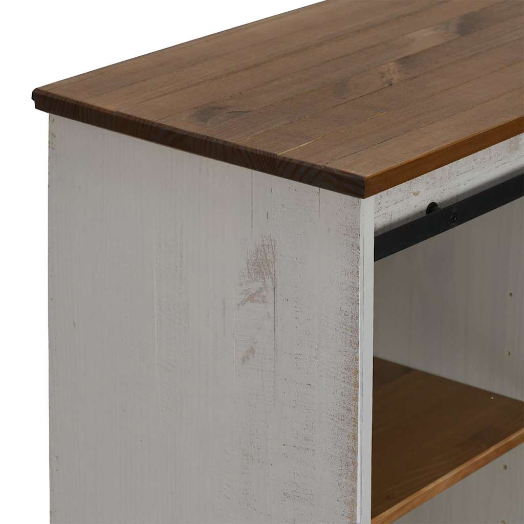 Buffet HALDEN porte coulissante blanc 80x40x80 cm bois massif - XIOS