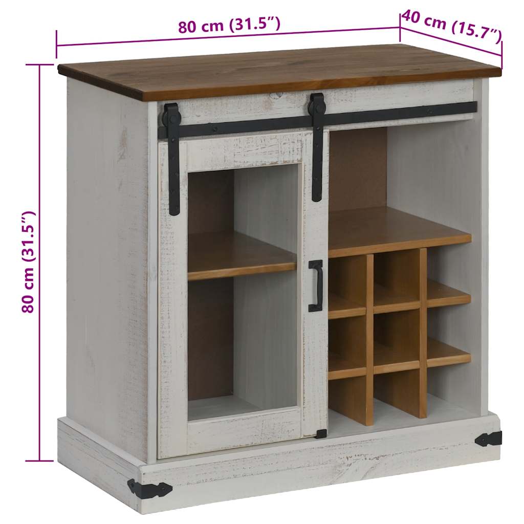 Buffet HALDEN porte coulissante blanc 80x40x80 cm bois massif - XIOS