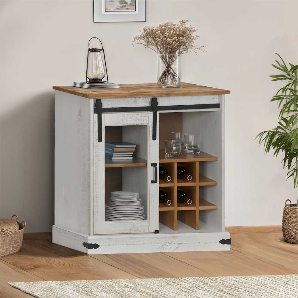 Buffet HALDEN porte coulissante blanc 80x40x80 cm bois massif - XIOS