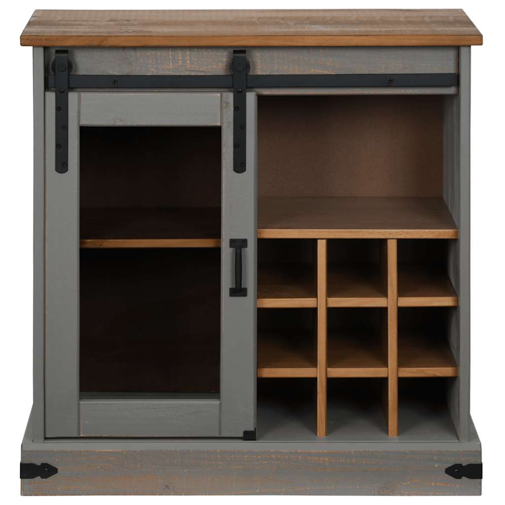 Buffet HALDEN porte coulissante gris 80x40x80 cm bois massif - XIOS