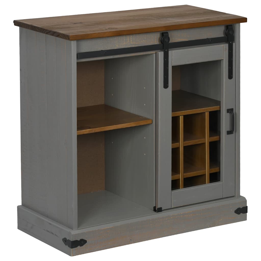 Buffet HALDEN porte coulissante gris 80x40x80 cm bois massif - XIOS
