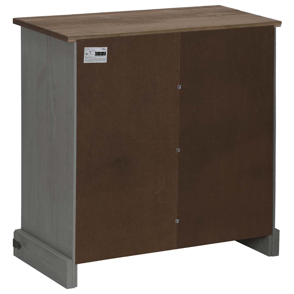 Buffet HALDEN porte coulissante gris 80x40x80 cm bois massif - XIOS
