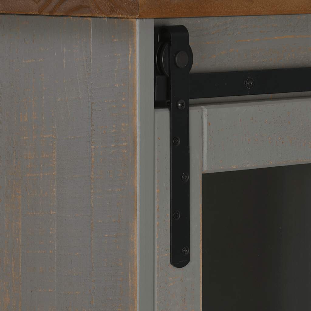 Buffet HALDEN porte coulissante gris 80x40x80 cm bois massif - XIOS