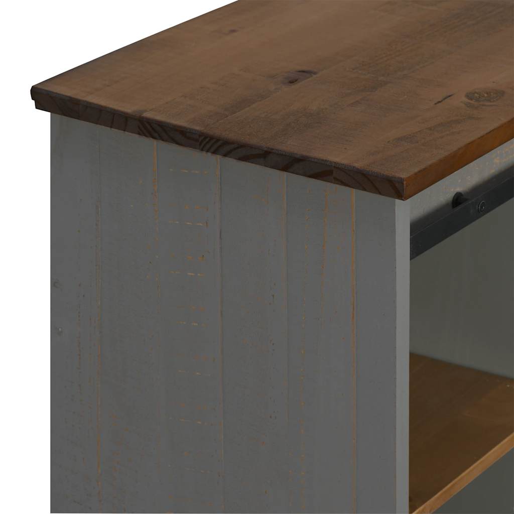 Buffet HALDEN porte coulissante gris 80x40x80 cm bois massif - XIOS