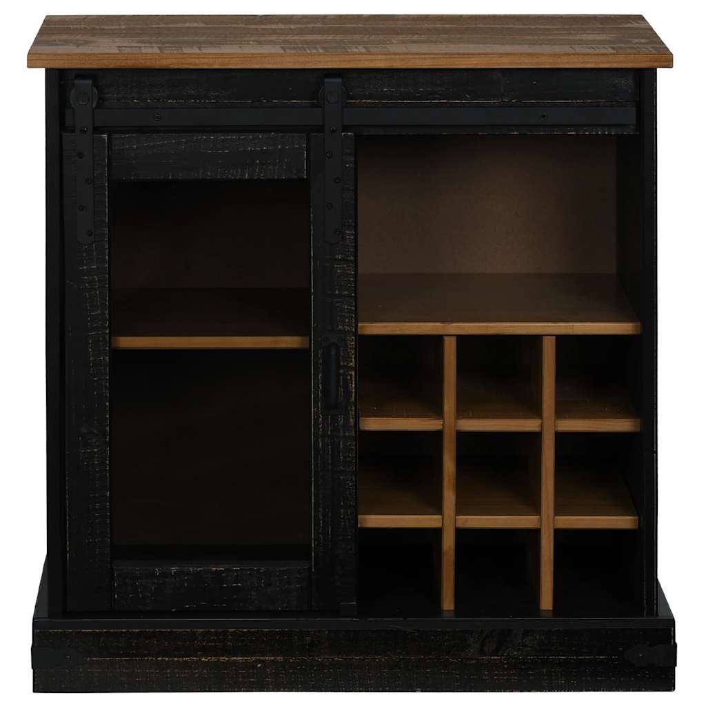 Buffet HALDEN porte coulissante noir 80x40x80 cm bois massif - XIOS