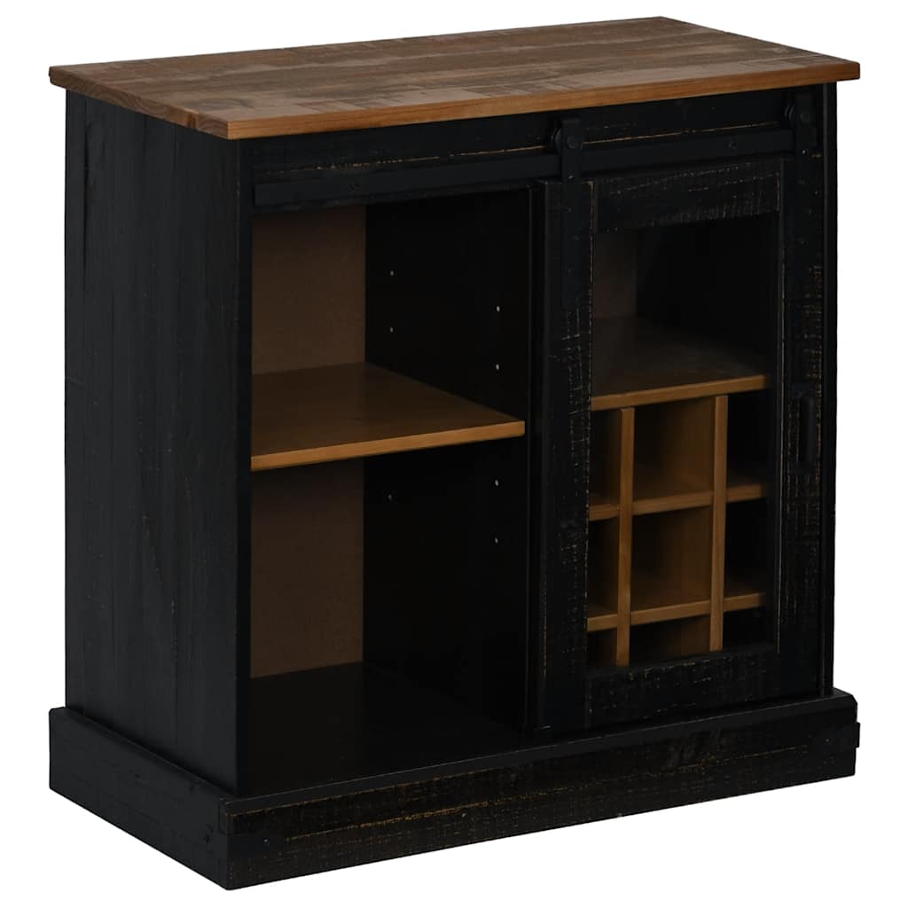 Buffet HALDEN porte coulissante noir 80x40x80 cm bois massif - XIOS
