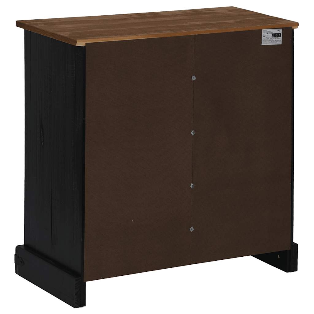 Buffet HALDEN porte coulissante noir 80x40x80 cm bois massif - XIOS