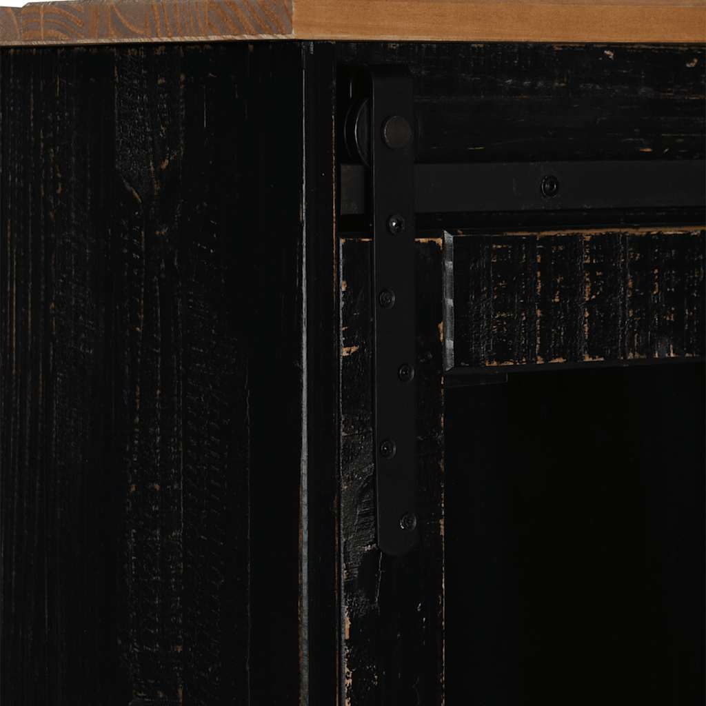 Buffet HALDEN porte coulissante noir 80x40x80 cm bois massif - XIOS