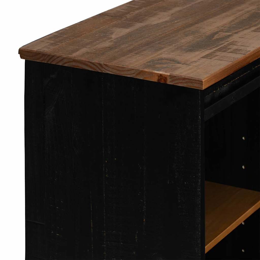 Buffet HALDEN porte coulissante noir 80x40x80 cm bois massif - XIOS