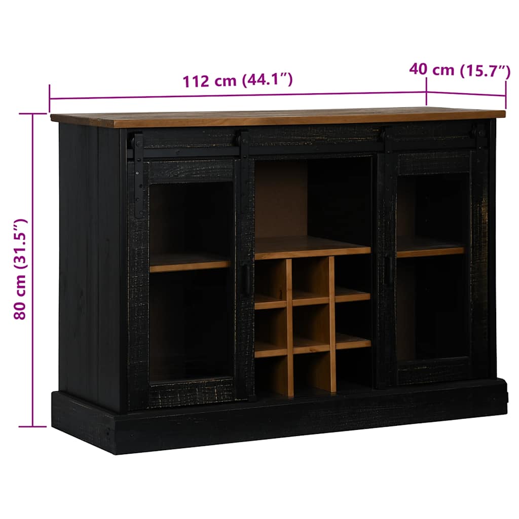 Buffet HALDEN 2 portes coulissantes noir 112x40x80 cm - XIOS