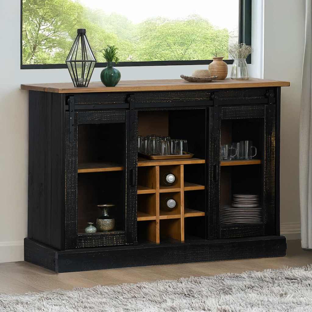 Buffet HALDEN 2 portes coulissantes noir 112x40x80 cm - XIOS