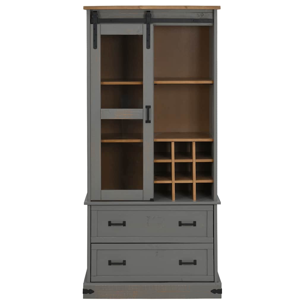 Armoire à vin HALDEN casiers à vin porte coulissante gris pin - XIOS