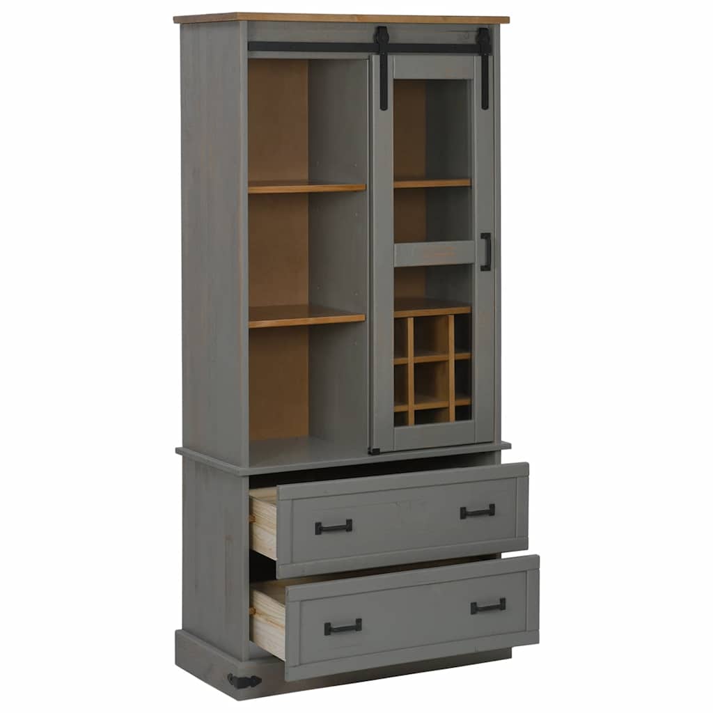 Armoire à vin HALDEN casiers à vin porte coulissante gris pin - XIOS