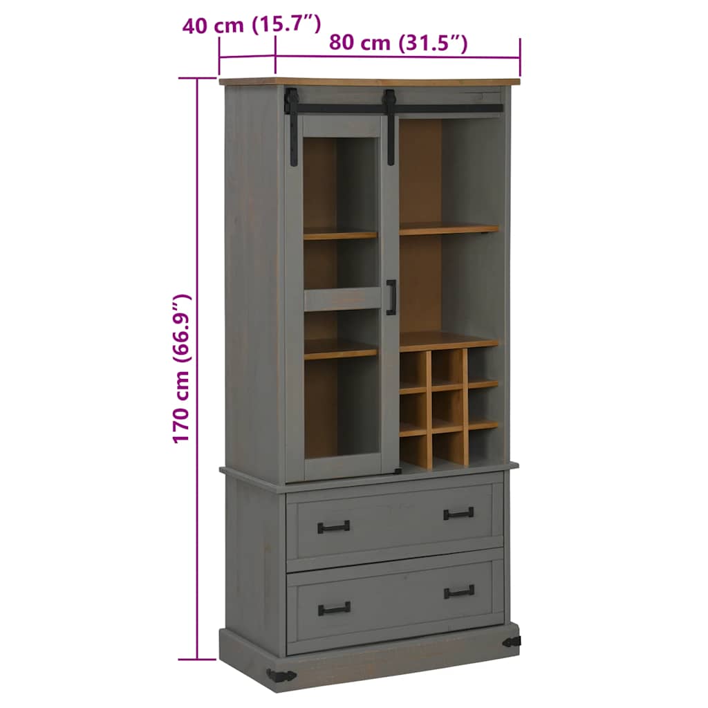 Armoire à vin HALDEN casiers à vin porte coulissante gris pin - XIOS