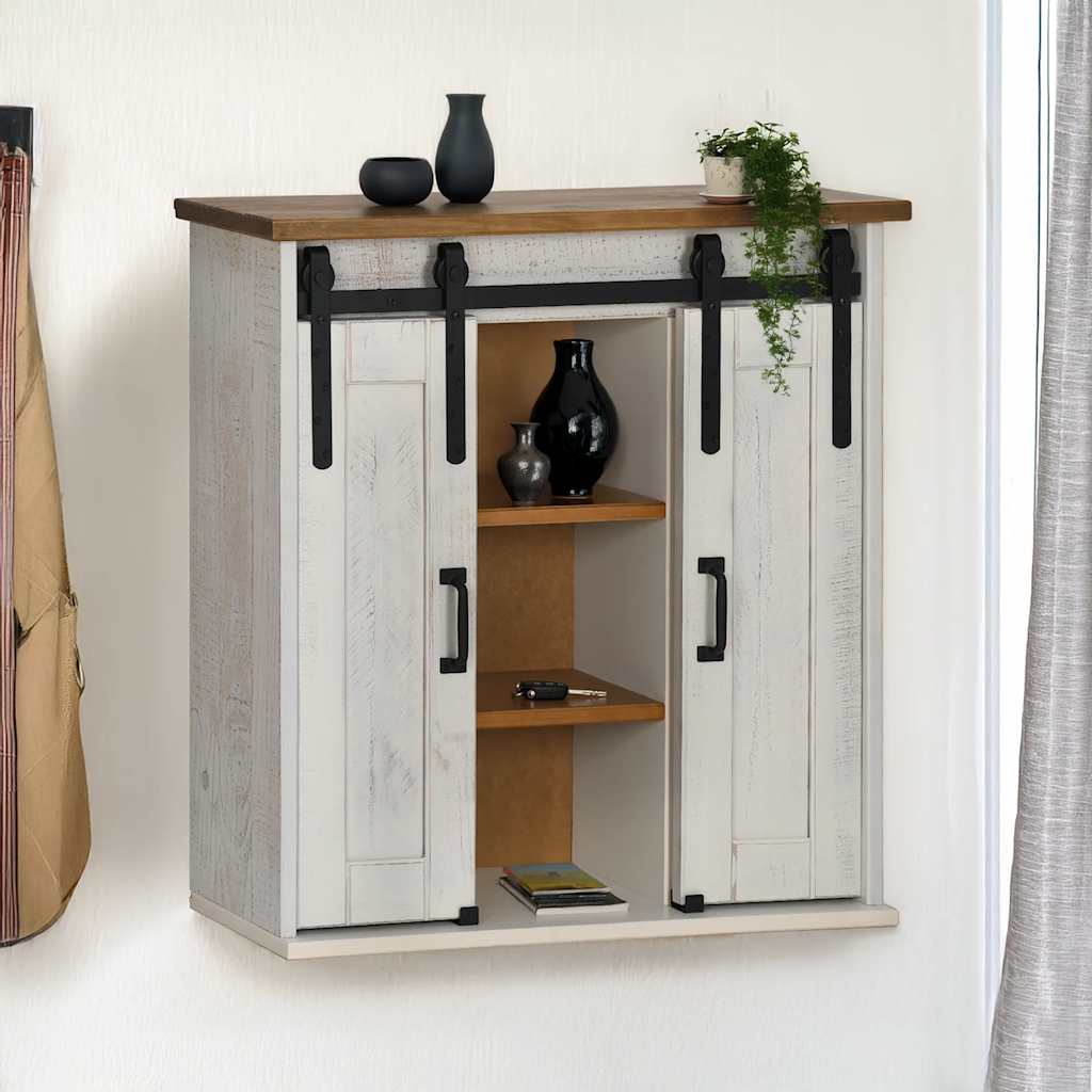 Armoire suspendue HALDEN 2 portes coulissantes blanc pin Meubles de cuisine vidaXL