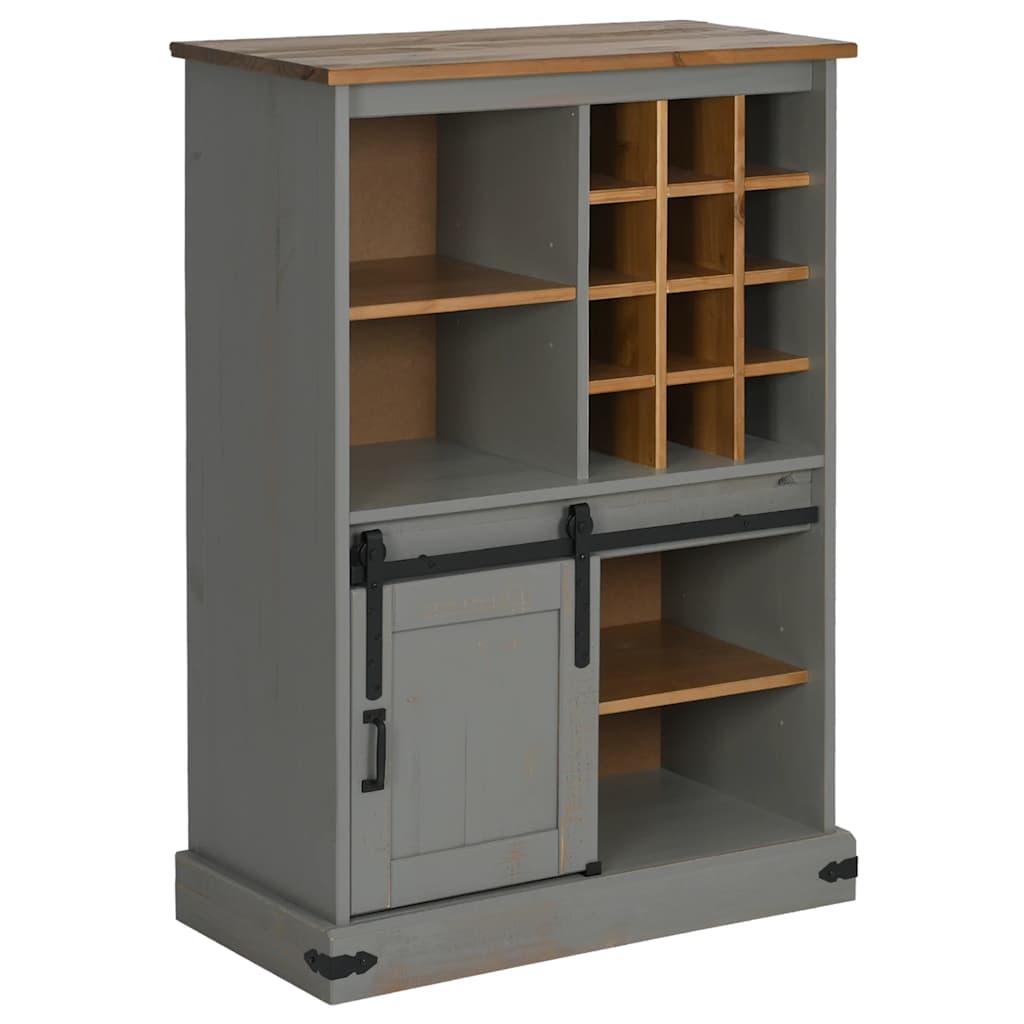 Armoire à vin HALDEN casiers à vin porte coulissante gris pin - XIOS