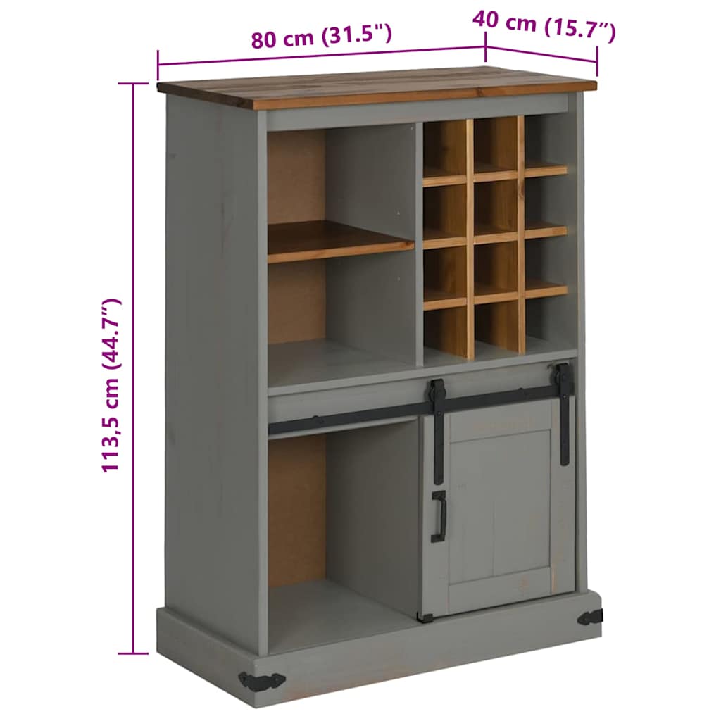 Armoire à vin HALDEN casiers à vin porte coulissante gris pin - XIOS