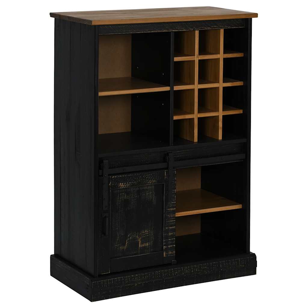 Armoire à vin HALDEN casiers à vin porte coulissante noir pin - XIOS