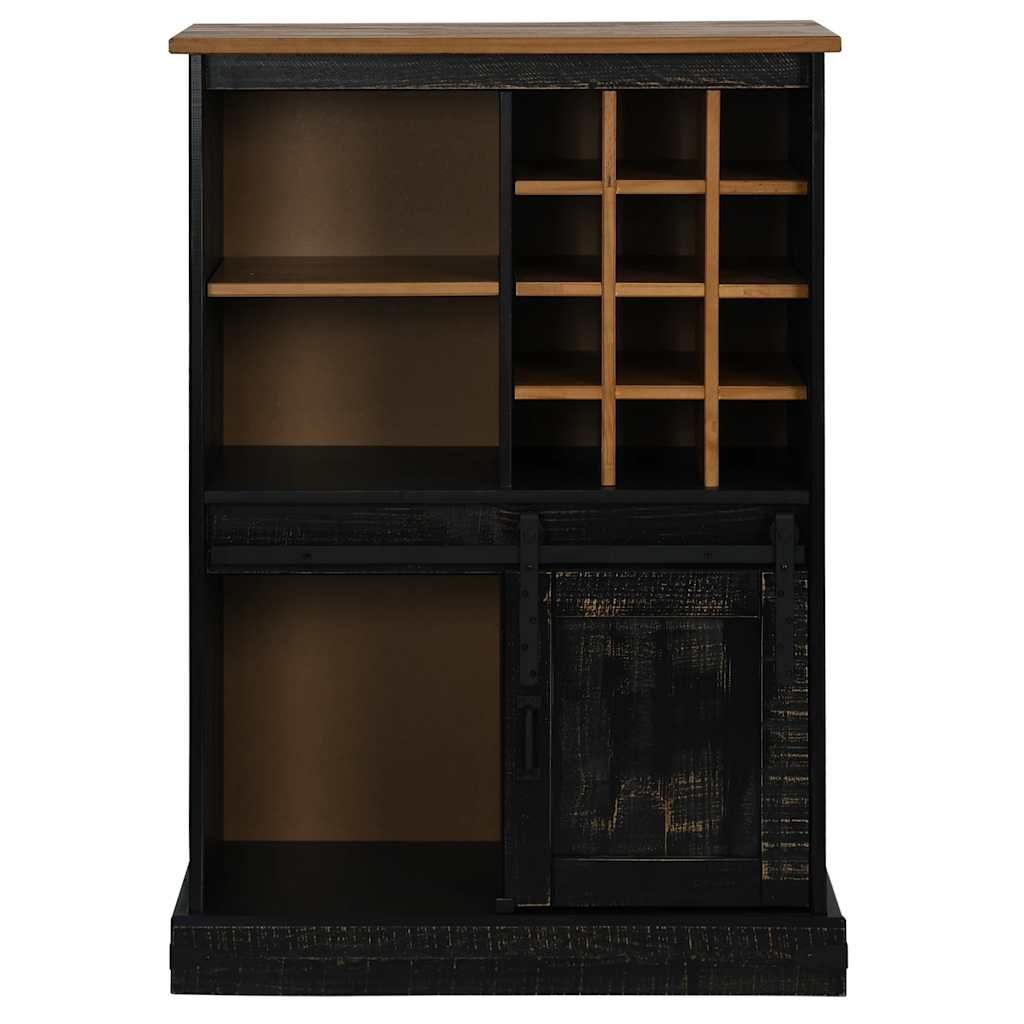 Armoire à vin HALDEN casiers à vin porte coulissante noir pin - XIOS